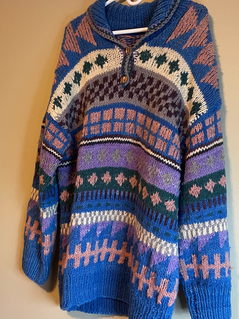Handmade Chunky Knit Vibrant Oversized Southwestern Fair Aisle Sweater - Picture 13 of 13